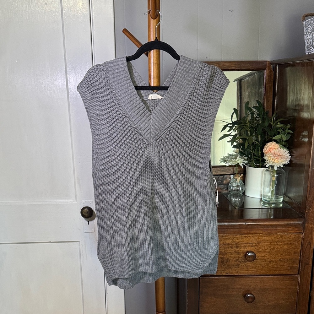 🩶 Eco by Design Knit Sweater Vest Tunic — Gray (S)